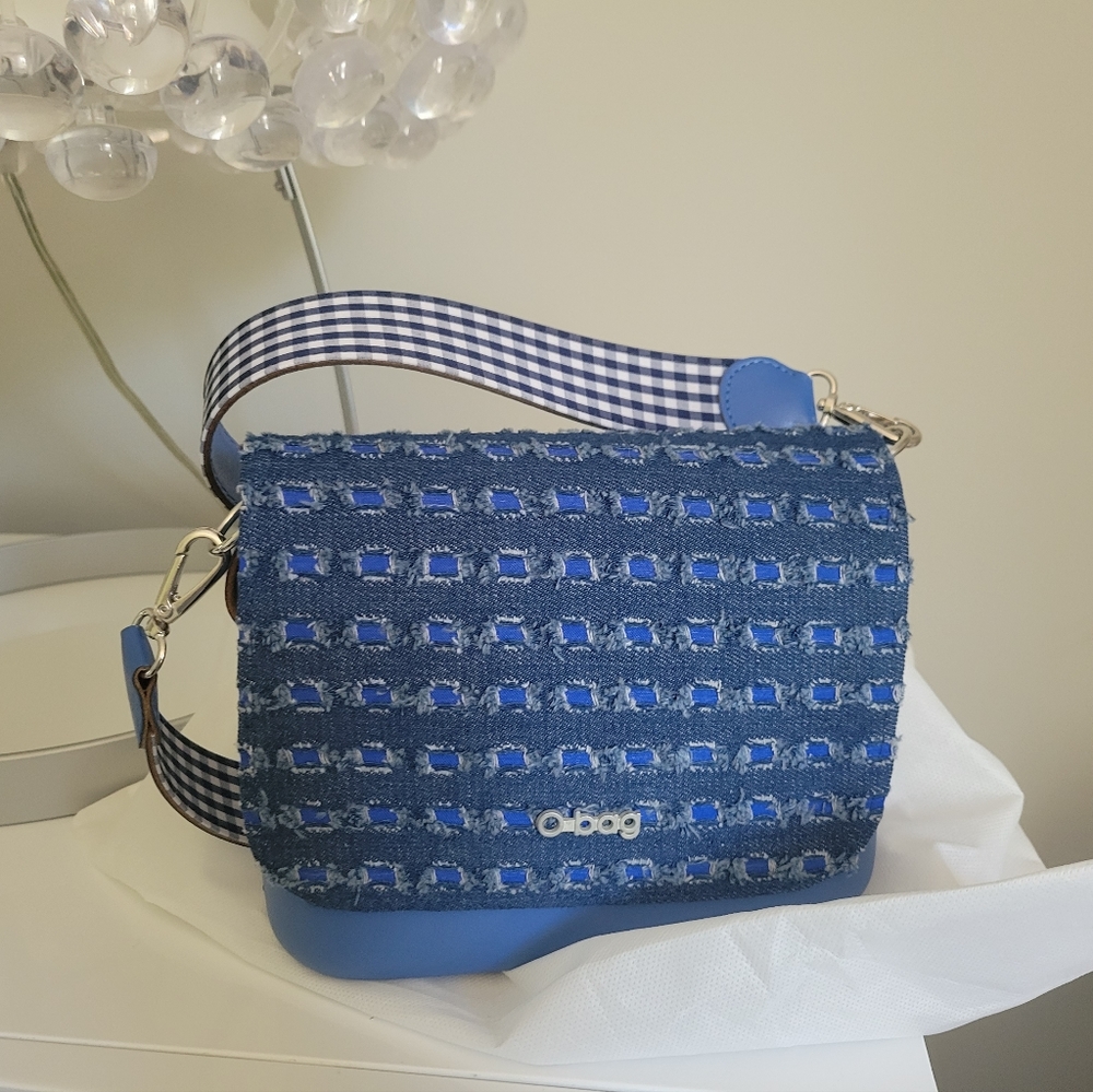 NWT! O Bag....blue with blue denim flap magnetic closure! NWT! Dust bag included